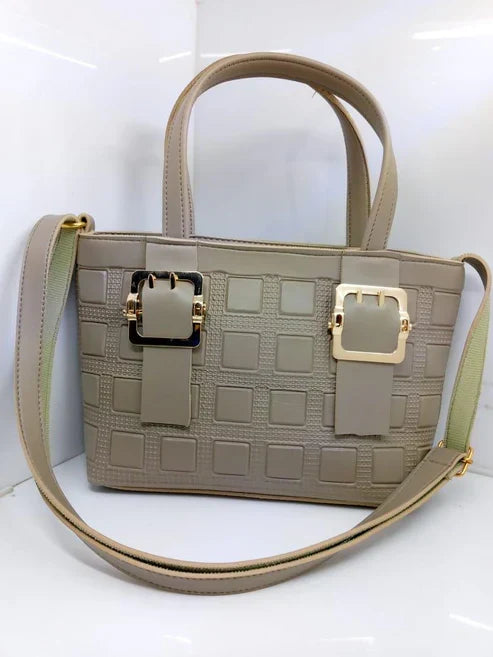Leather handbag with long strap