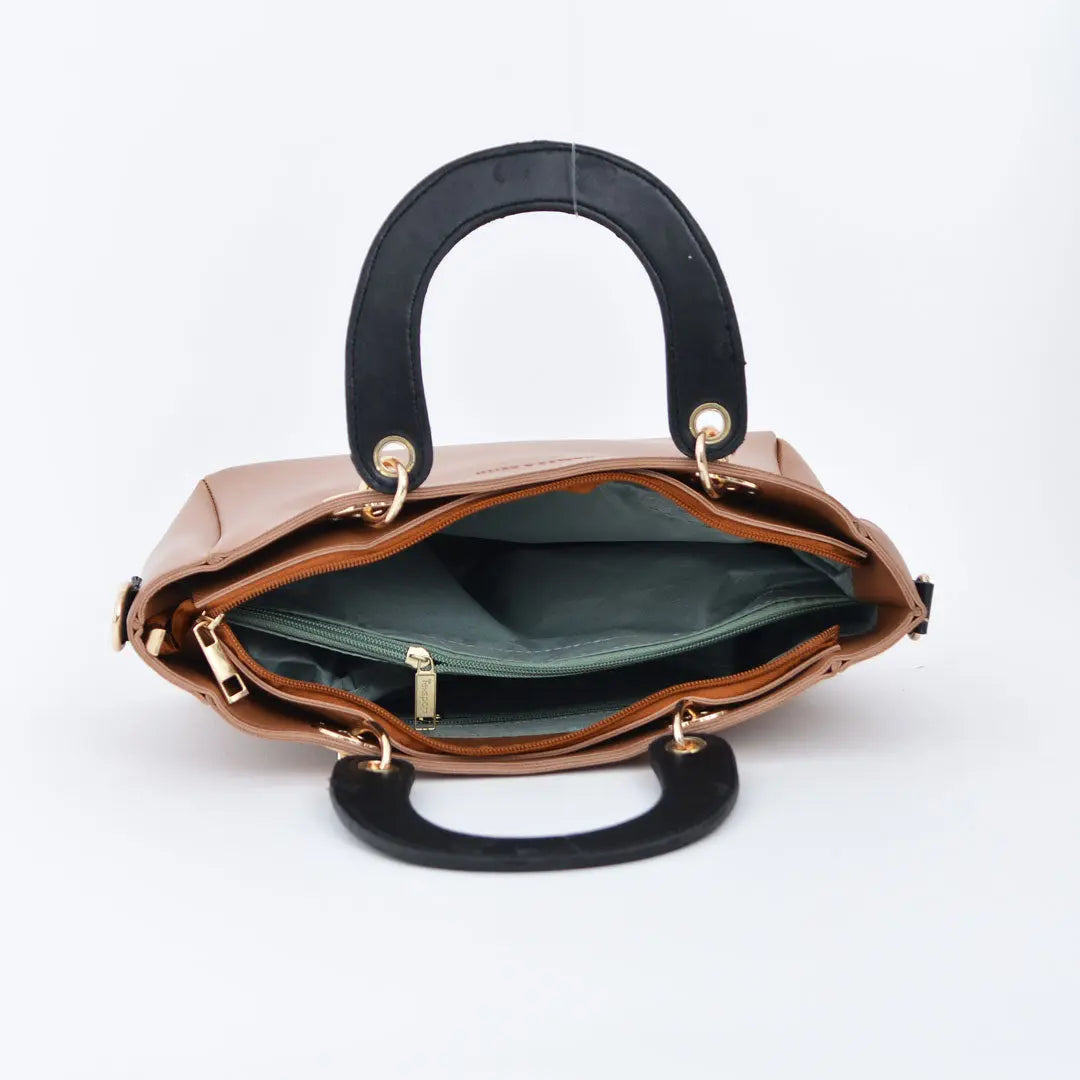 3 PIECES HANDBAG WITH 2 COMPARTMENTS BROWN t4trendz