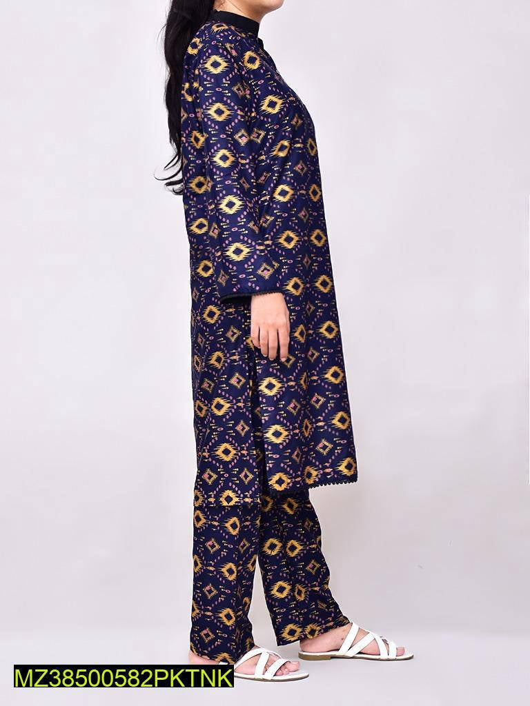 Two PCs women stitched linen suit Markaz