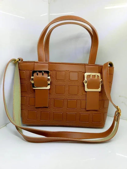 Leather handbag with long strap