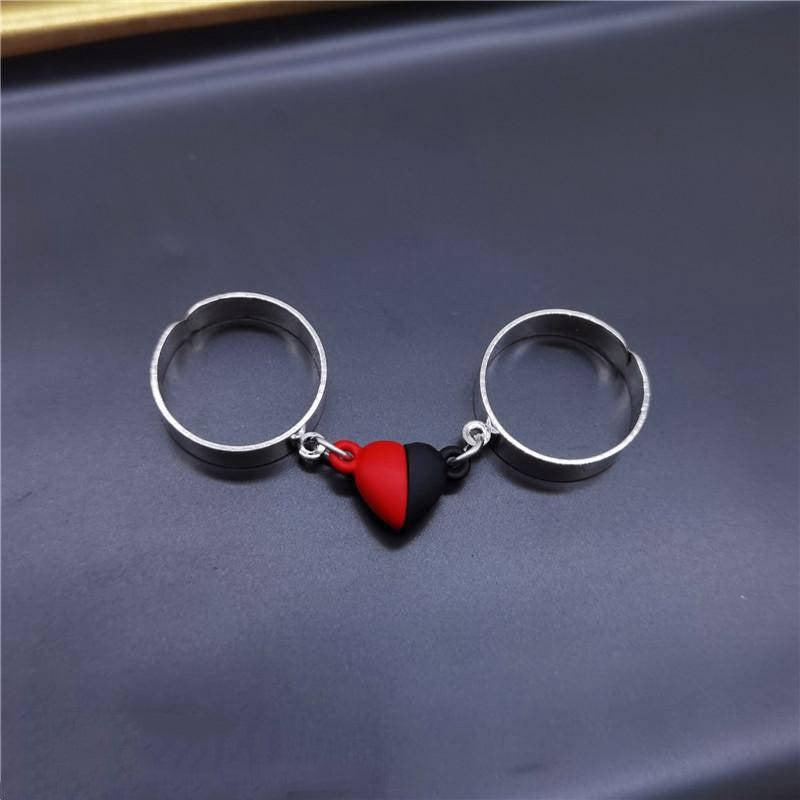 2 pieces trendy heart magnetic ring set t4trendz