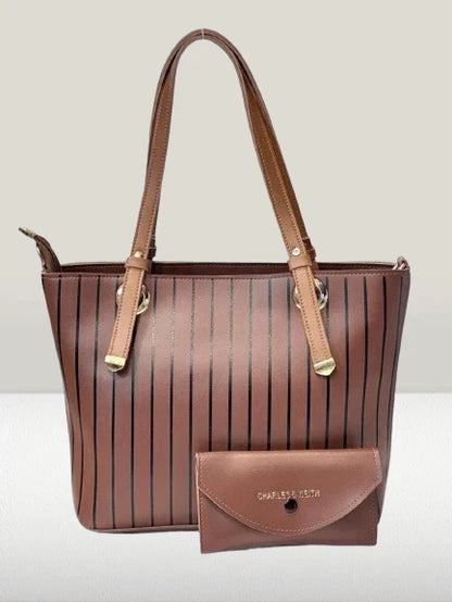 2 PCs leather hand bag set