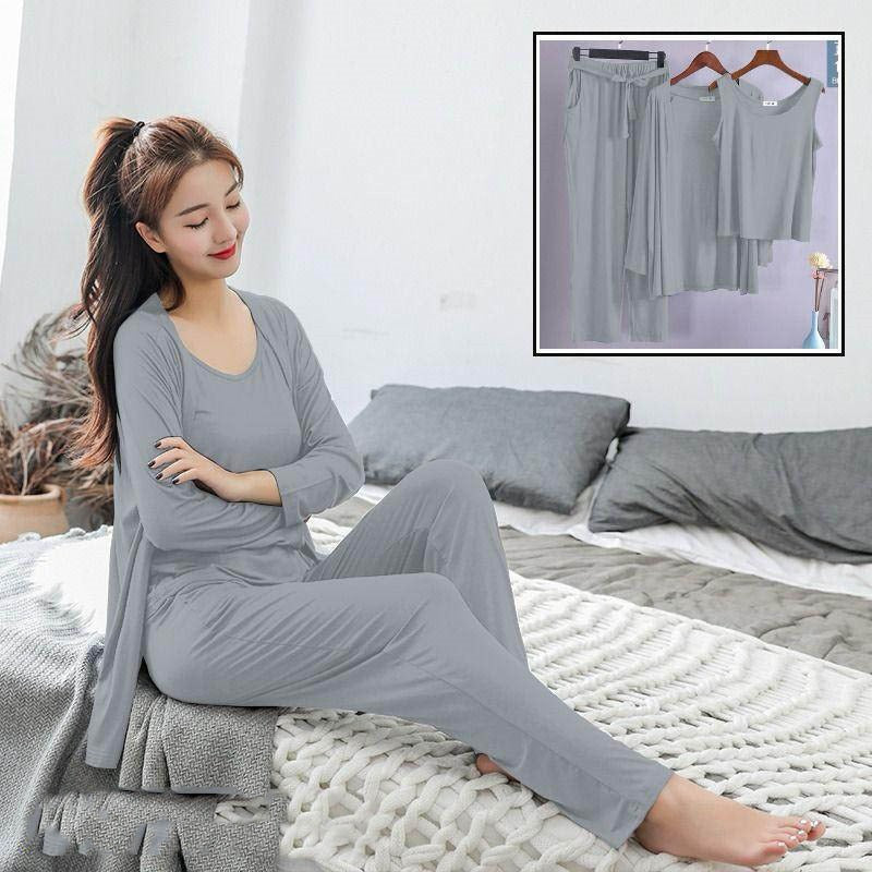 Women's 3 piece stitched cotton jersey sleep wear t4trendz