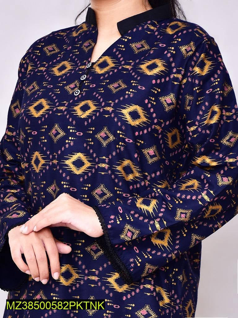 Two PCs women stitched linen suit Markaz
