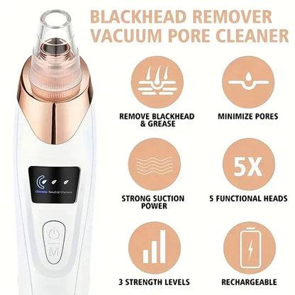 5-In-1 Rechargeable Suction Acne and Blackhead Remover for Men and Women t4trendz