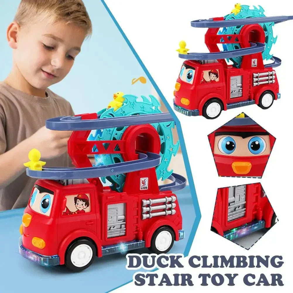 Flexible Duck Swivel Slide Fire Rail Car Toy with Lights & Sound