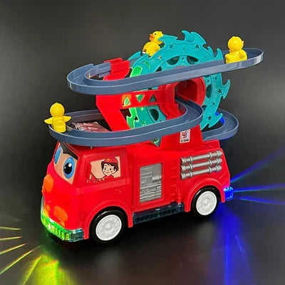 Flexible Duck Swivel Slide Fire Rail Car Toy with Lights & Sound