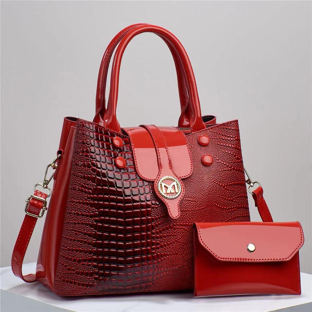 2 PCs patient women's handbags set t4trendz