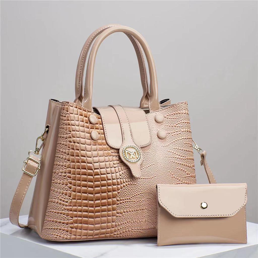 Women's shiny premium quality 2 PCs handbag set t4trendz