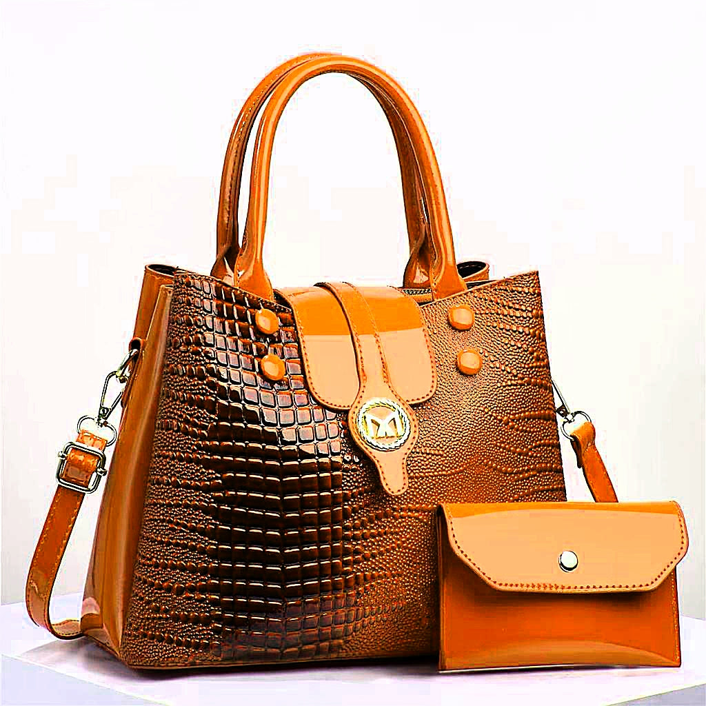2 PCs patient women's handbags set t4trendz