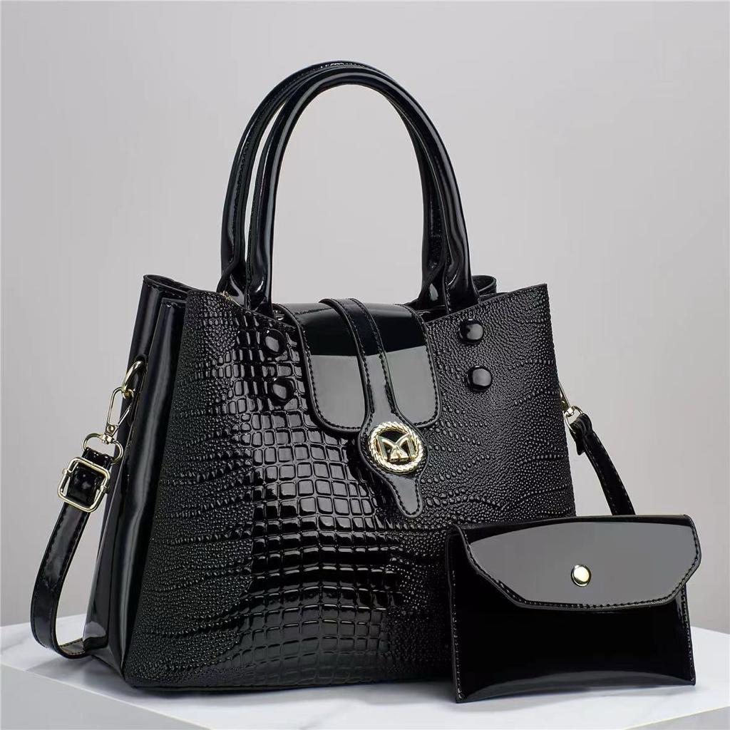 2 PCs patient women's handbags set t4trendz